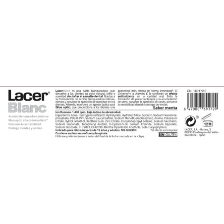 Lacer Blanc Plus menta 125 ml | Higiene bucal | Farmaelglobo