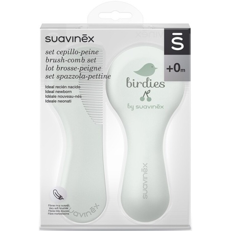 Suavinex Set Cepillo y Peine Color Verde +0m