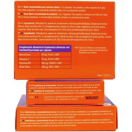 Essentialis Hierro Vitamina B12 Veggie 30 Cápsulas
