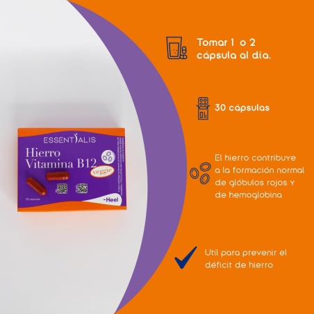 Essentialis Hierro Vitamina B12 Veggie 30 Cápsulas