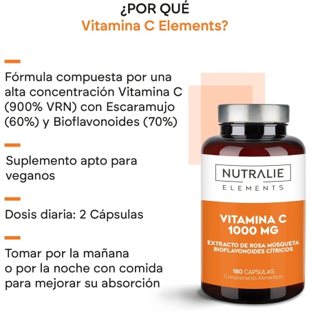 Nutralie Vitamin C 1000 Mg  180 Cápsulas