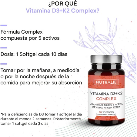 Nutralie Vitamin D3 + K2 Complex 60 Cápsulas