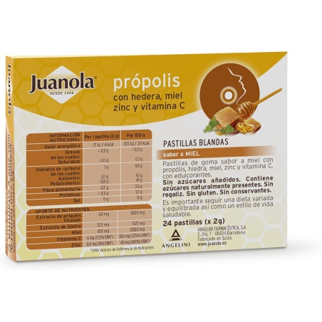 Juanola Própolis con hedera, miel, zinc y vitamina C 24 pastillas b...