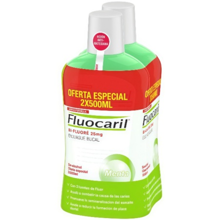Colutorio Fluocaril Bi-Fluoré 25 mg 2x 500 ml | Higiene | Farmaelglobo