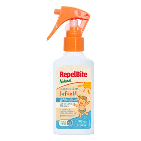 Repel Bite Natural Repelente 2 en 1 Fotoprotector Infantil SPF50 10...