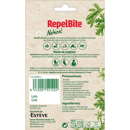 Repel Bite Natural Parches Citronela 24 unidades | Marcas | Farmael...