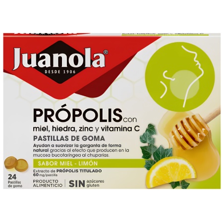 Juanola Própolis Sabor Miel y Limón 24 Pastillas de Goma