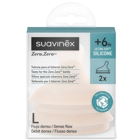 Suavinex Zero.Zero Tetina Silicona Flujo L +6m 2 Tetinas | Bebé | F...