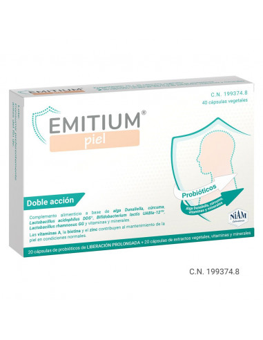Emitium piel Probióticos Suplemento 40 cápsulas