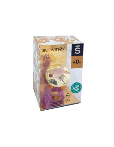 Suavinex Broche Pinza Premium Gold Edition +0m rosa