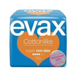 Evax compresas cottonlike super alas 12 unidades | Higiene | Farmae...
