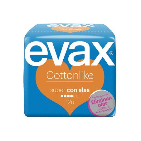 Evax compresas cottonlike super alas 12 unidades | Higiene | Farmae...