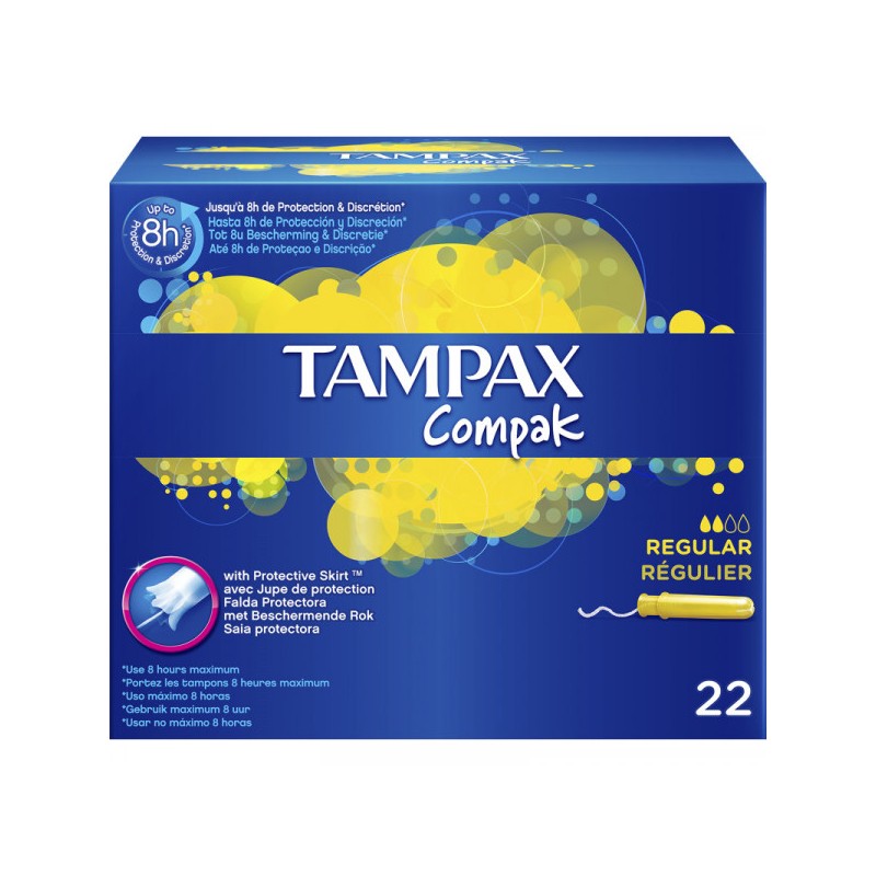 Pegajoso cristiandad infinito Tampax compak regular con aplicador 22 unidades · Higiene | Farmael...