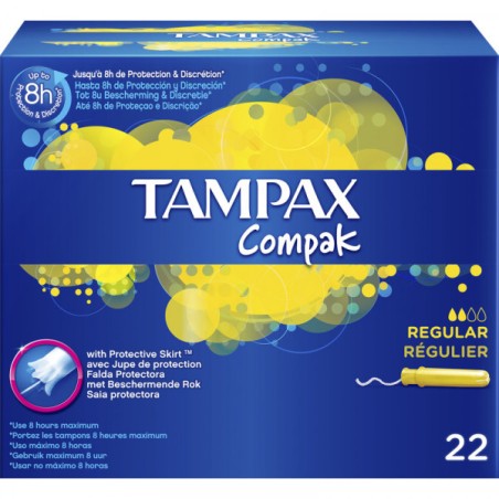 Tampax compak regular con aplicador 22 unidades | Higiene | Farmael...