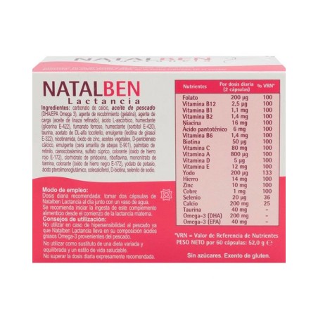 Natalben Lactancia 60 Cápsulas | Dietética y nutrición | Farmaelglobo Natalben Lactancia 60 Cápsulas | Dietética y nutrición | Farmaelglobo