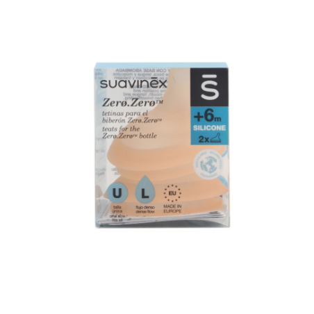 Suavinex Zero.Zero Tetina Silicona Flujo L +6m 2 Tetinas | Bebé | F...