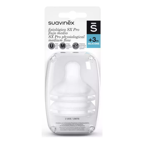 Suavinex Tetina fisiológica SX PRO +3 m Recambio 2 uds | Bebé | Far...