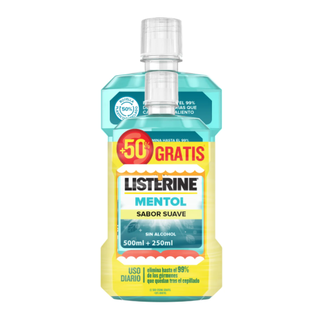 Listerine Sabor Mentol Suave 500 ml + 250 ml de REGALO | Higiene | ...