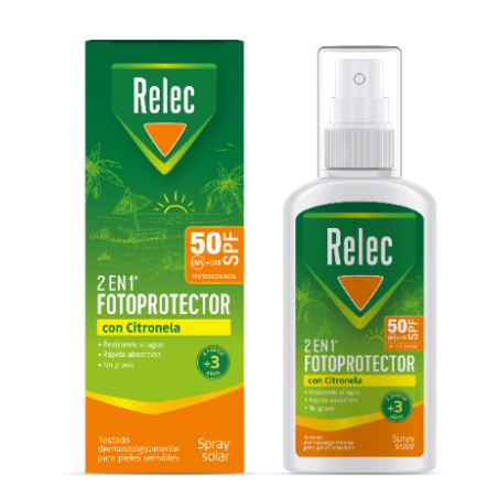 Relec Repelente 2 en 1 fotoprotector con Citronela SPF50 100 ml | M...