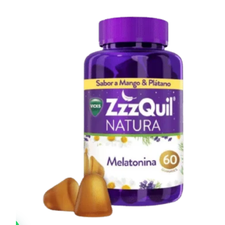 Vicks ZzzQUIL Natura Melatonina Sabor Mango y Plátano 60 Gummies | ...