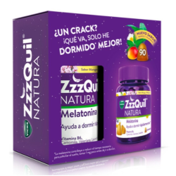 Vicks ZzzQUIL Natura Melatonina Sabor Mango y Plátano Pack 60 + 30 ...