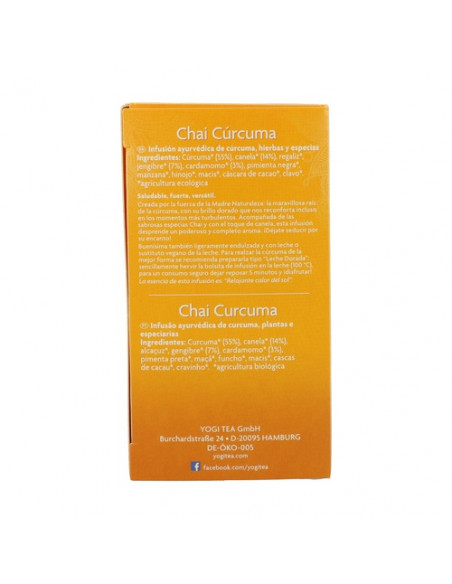 Yogi Tea Chai Cúrcuma | Dietética y nutrición | Farmaelglobo Yogi Tea Chai Cúrcuma | Dietética y nutrición | Farmaelglobo