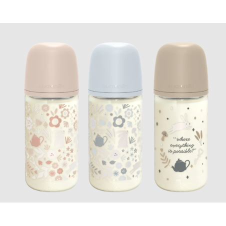 Suavinex Biberón Vidrio 240 ml +3 m Tetina fisiológica SX PRO "Prem...