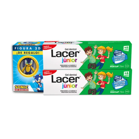 Lacer júnior Gel dental Sabor menta Duplo 2 x 75 ml