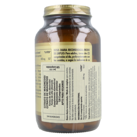 SOLGAR Citrato de Magnesio 120 tabletas