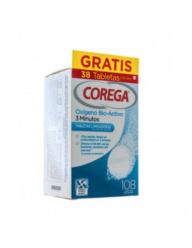 Corega Oxígeno Bio-Activo 108 tabletas limpiadoras